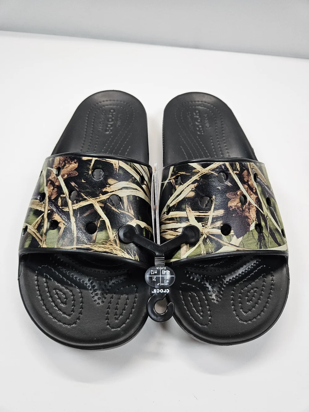 Crocs Classic Slide Men Sz 13 Black Realtree Edge Camo Sandal 206121-060